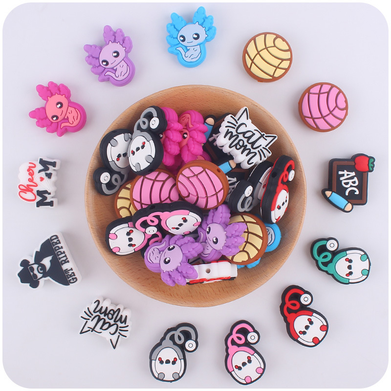 Nuevo bebé suministros de dibujos animados animal cuentas silicona creativo DIY chupete cadena pulsera juguete mordedor accesorios pequeños