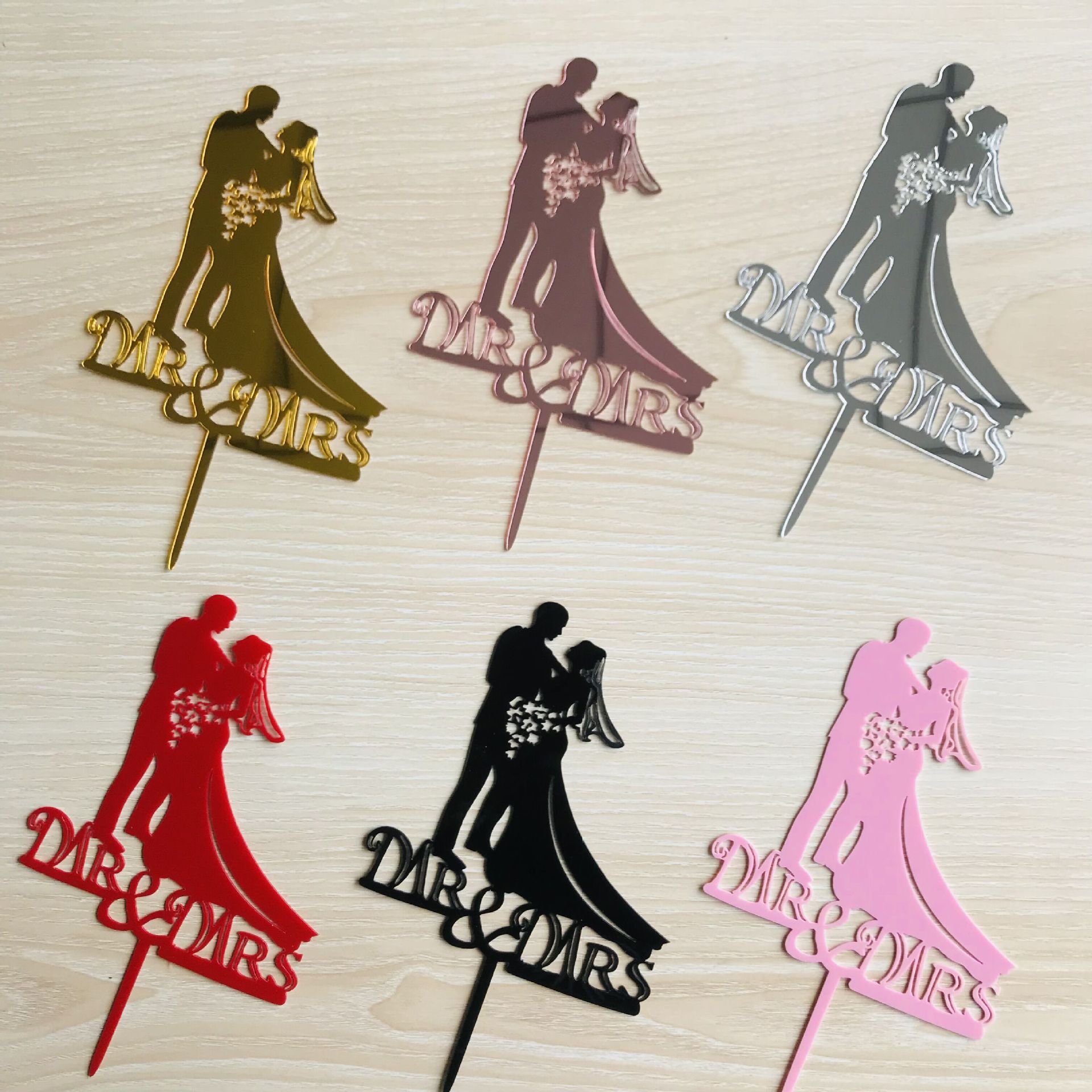 Día de San Valentín chino amor boda propuesta acrílico pastel plug-in hornear decoración de la torta MR & MRS