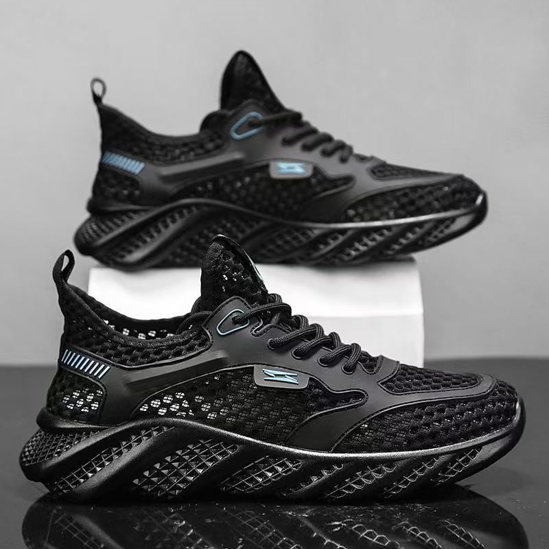 Zapatos de hombre de verano nuevos zapatos de malla huecos respirables delgados zapatos deportivos ligeros suaves zapatos casuales zapatos de aire acondicionado con suela gruesa