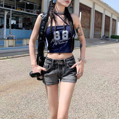 美式复古辣妹低腰牛仔短裤女夏季2025新款设计感修身高街弹力热裤