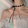 Black necklace, advanced chain for key bag  with bow for princess, simple and elegant design