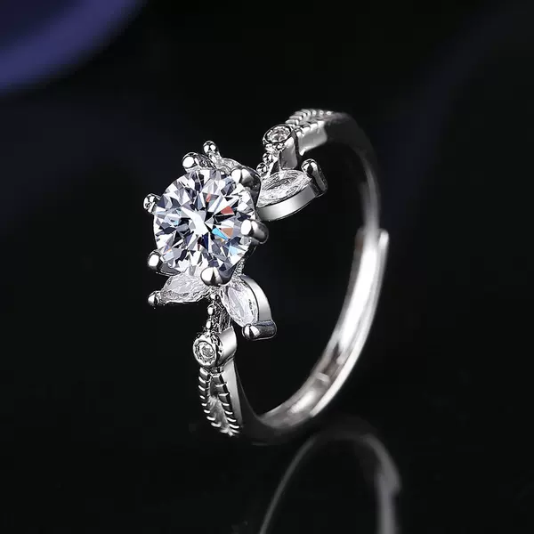 Factory wholesale live broadcast new simulation diamond 1 karat moissanite ring female ring zircon opening bracelet wedding ring