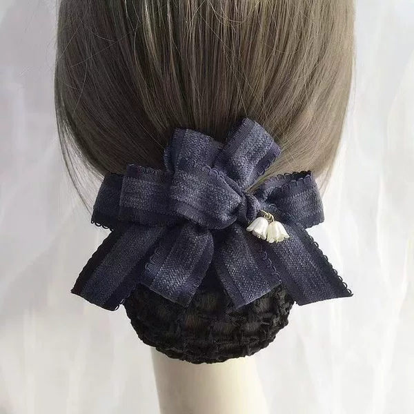 Nurse Profession Hair Accessories, Flight Attendant, Bank, Hair Updo, Work, Hotel, Bow Hair Net, Hair Clip, Net Bag, Flower