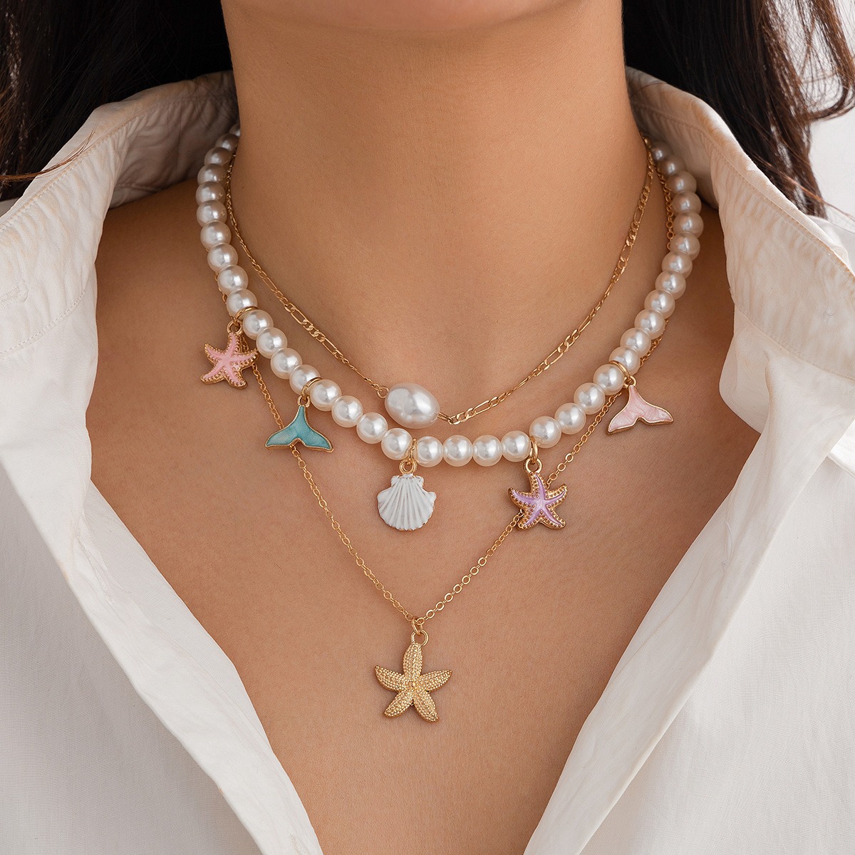 Two-tone Layered Necklace Set Minimalist Mixed Metal Jewellery_voghion.com