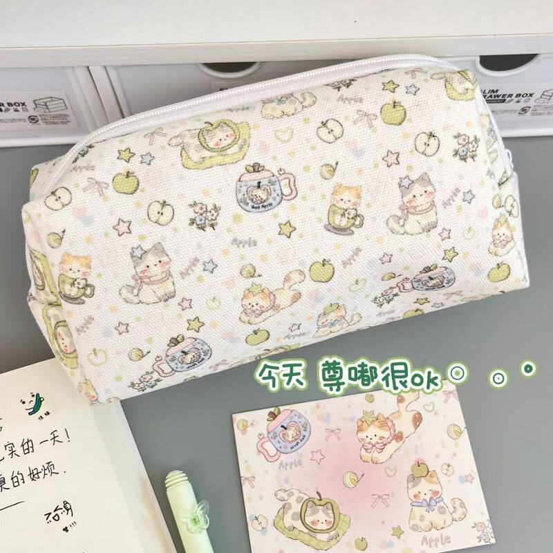 青苹果小猫笔袋ins风高颜值学生开学大容量文具笔袋化妆袋收纳袋|undefined