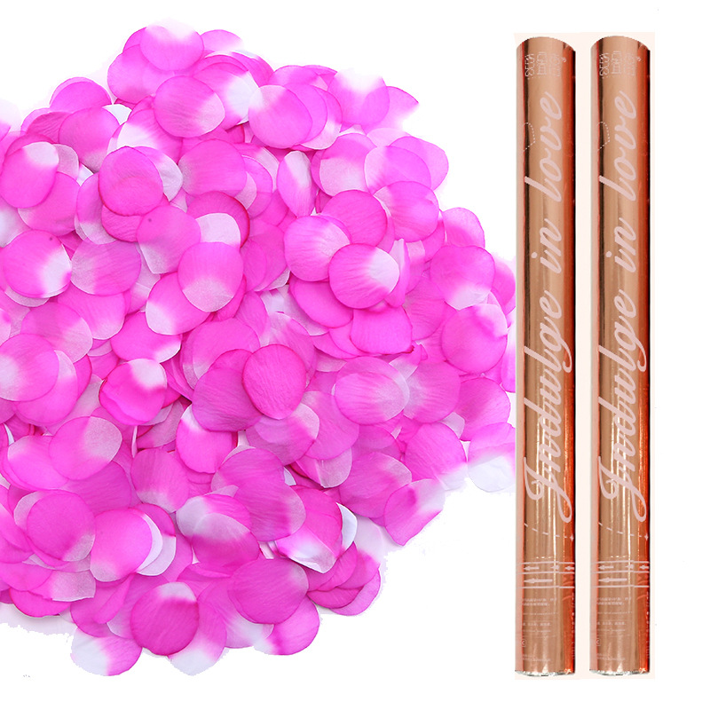 Cañón de regalo de mano especial para la boda torcida mano cinta de color casada rociador de flores cañón de color pétalos de boda regalos de lluvia