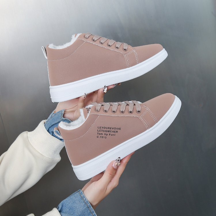 Autumn and Winter Fleece-Lined Women's Cotton Shoes, Flat Soft-Soled Lace-Up Women's Sneakers, Leather Running Shoes, Sports Shoes for Women, 2026 New Model Autumn and Winter Fleece-Lined Women's Cotton Shoes, Flat Soft-Soled Lace-Up Women's Sneakers, Leather Running Shoes, Sports Shoes for Women, 2026 New Model