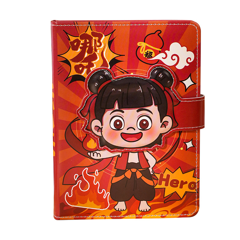 Nuevo cambio de cara Nezha libro de hebilla magnética bloc de notas de alto valor lindo portátil de línea horizontal de gran capacidad portátil