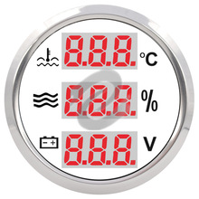 三合一数显表 多功能 52mm水温/水位/电压 车船数字游艇用仪表