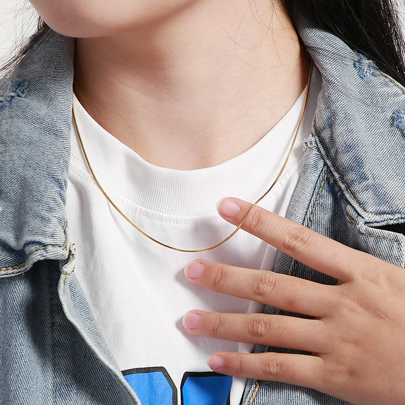 Minimalist Snake Necklace Stainless Steel Jewellery For Unisex_voghion.com