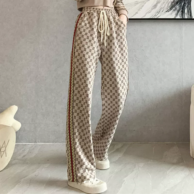 Плюшевые толстые широкие брюки женские весенние и осенние 2022 новые корейские студенты свободные тонкие повседневные прямые брюки