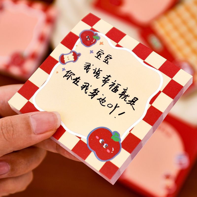 可爱苹果便利贴学生高颜值留言记事便签贴卡通可粘贴便签本N次贴|undefined