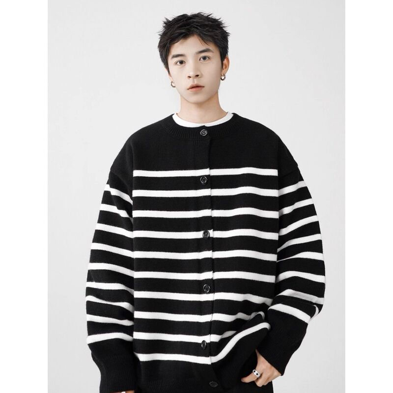 Autumn and Winter Outwear Simple Preppy Stripesd Knitwear Men's Cardigan Classic Knitwear Casual Jacket Ins Retro Cardigan Autumn and Winter Outwear Simple Preppy Stripesd Knitwear Men's Cardigan Classic Knitwear Casual Jacket Ins Retro Cardigan