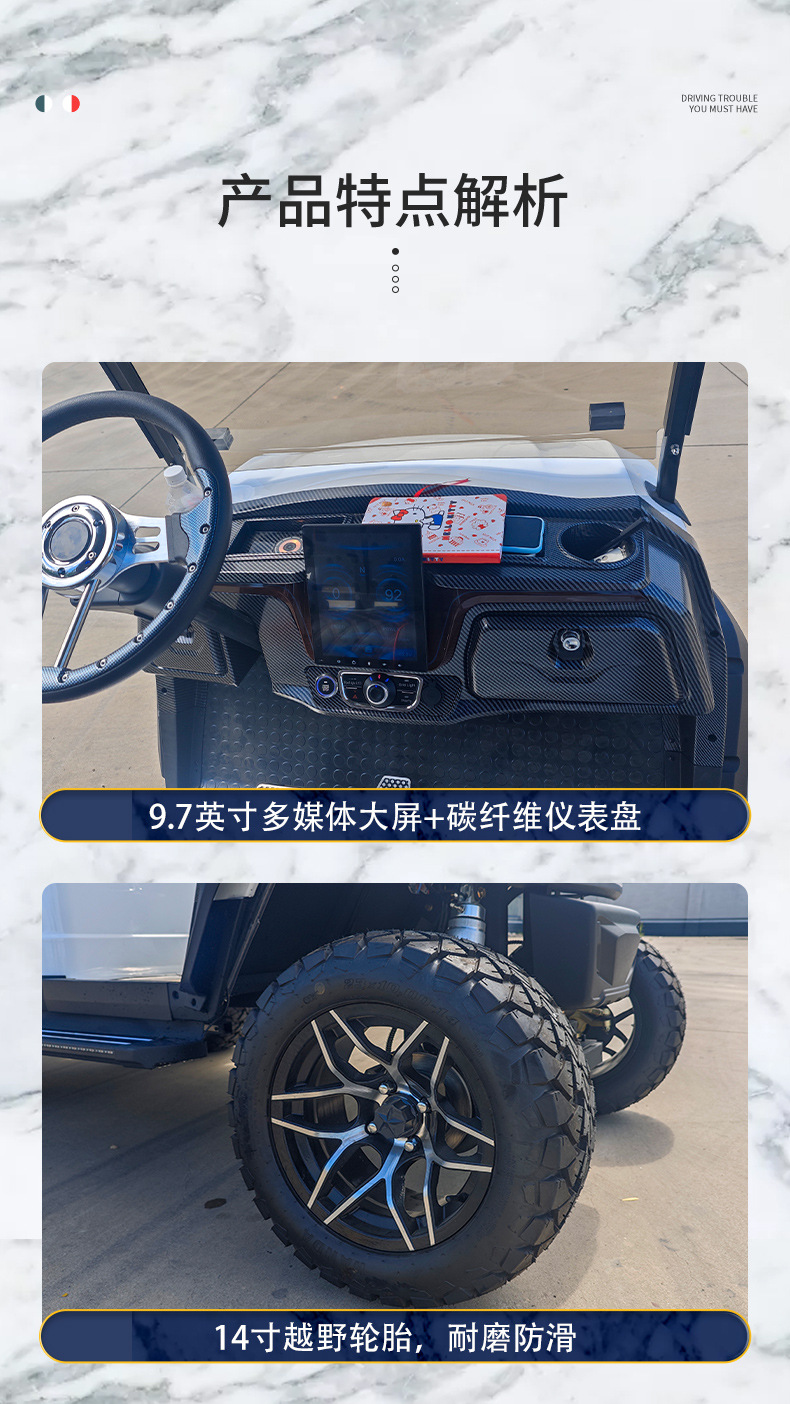New Electric Golf Cart, 4-Seater Sightseeing Car, Shipped from Thailand Factory, Tourist Area Mobility Vehicle, Golf Cart