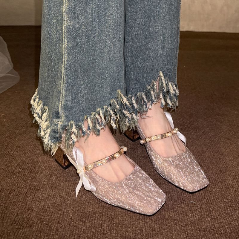 French-Style High Heels 2025, Comfortable Wedding Shoes for Women, Xiuhe Wedding Shoes, Sparkling Crystal New Model, Bridesmaid and Bride Pointed-Toe Single Shoes