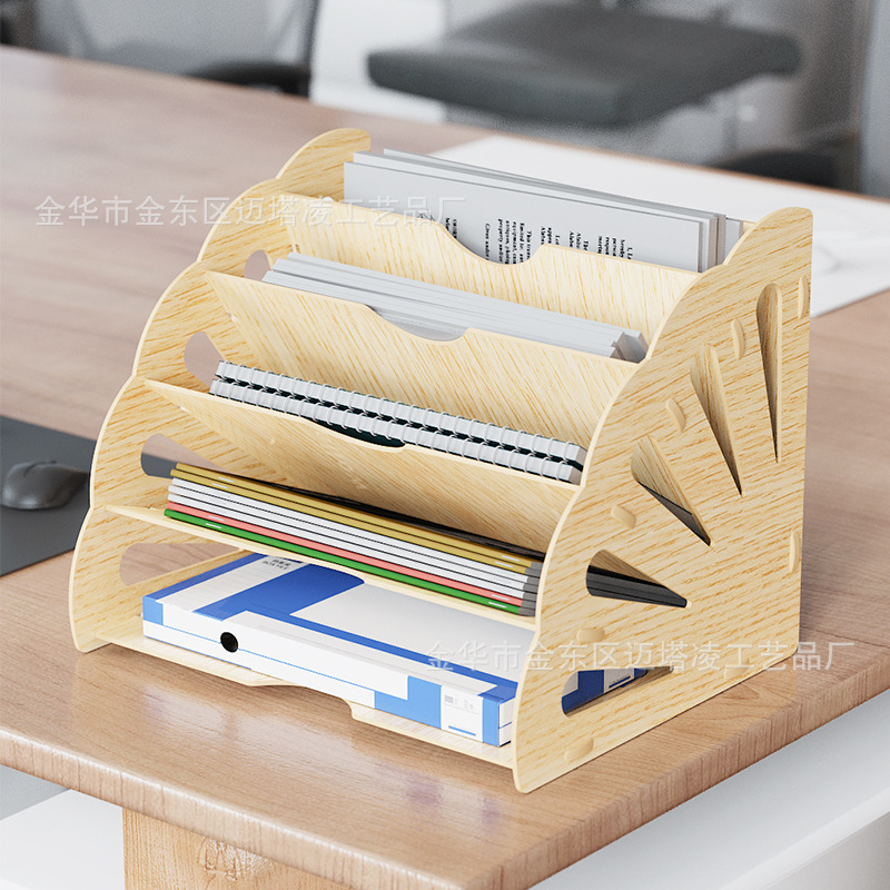 Estante de archivos de escritorio A4 Estante de archivos de madera Estante de archivos de oficina Estante de archivos multicapa Estante de almacenamiento multicámara