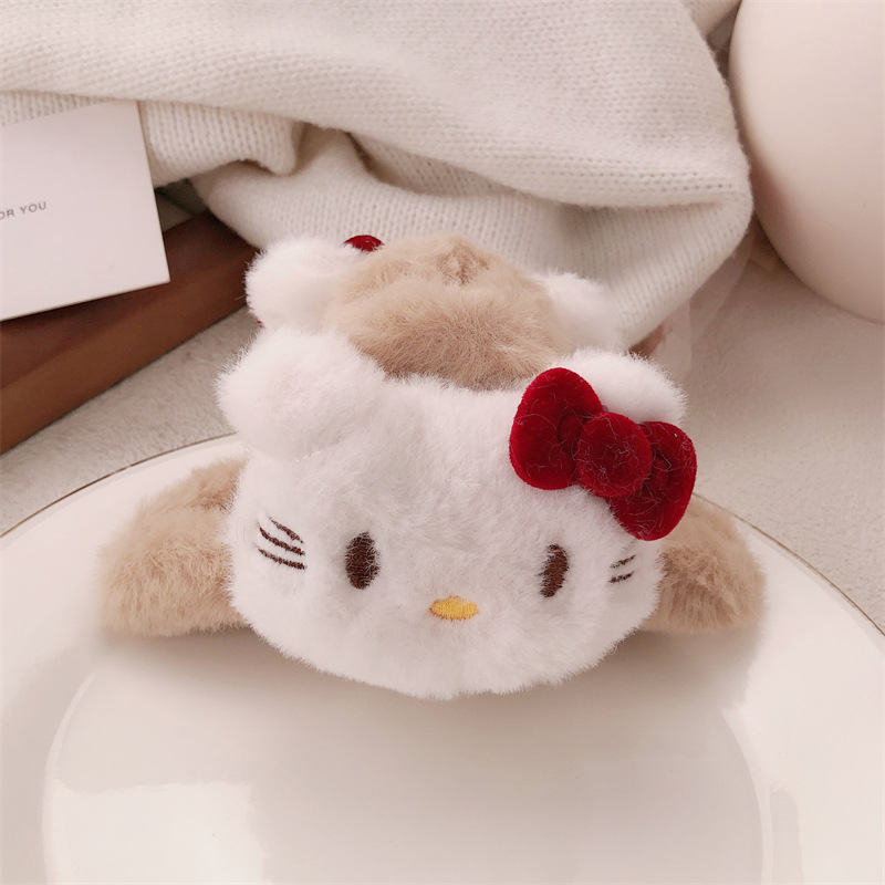 Nuevos productos lindos corbatas rojos gatos gran clip de agarre para el cabello dulce chica lateral clip de cabello peluche adornamiento para el cabello