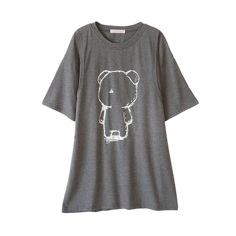 お出かけ用純綿授乳服、おしゃれなホットママ風マタニティTシャツ、春夏半袖ボトムスシャツ、授乳トップス、夏服|undefined