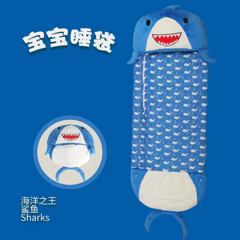 Bebé anti-kick edredón niños sobre bolsa de dormir de dibujos animados de una pieza plegable almohada niños camping saco de dormir camping