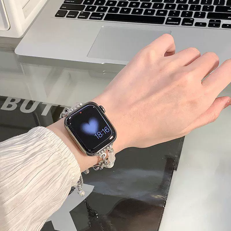 Xiaoxiang Love Crystal Pearl Chain Подходит для Applewatch8 Generation 7654321 Лента Apple Watch Металл Женский