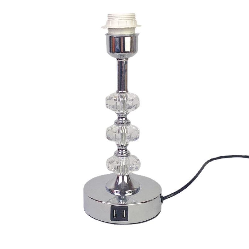 Estilo coreano retro de internet celebridad toque consagrado interfaz USB lámpara de mesa accesorios base dormitorio B & B accesorios de vidrio de metal