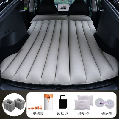Inflatable Bed Is Suitable for Vehicle-mounted inflatable bed - two-purpose-trunk-and-rear-seat-gray-tesla-model-y-with-wireless-dry-battery-pump-square-pier