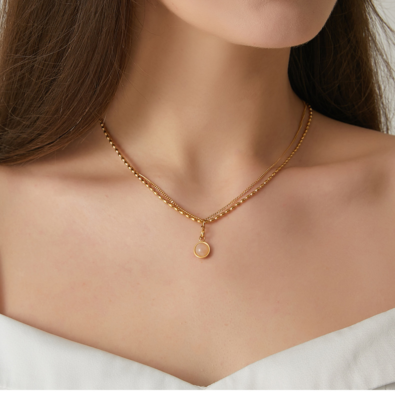 Women'S Gender Fashion Geometric Titanium Steel Gold Plated Necklace 1 Piece