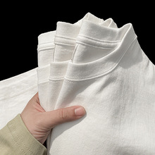 【工厂批发】210g重磅T恤秋季纯色白色短袖男士潮流ins纯棉圆领宽