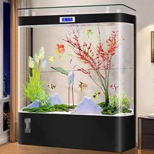 2025年新款鱼缸家用客厅新款靠墙大型生态水族箱免换落地金鱼缸