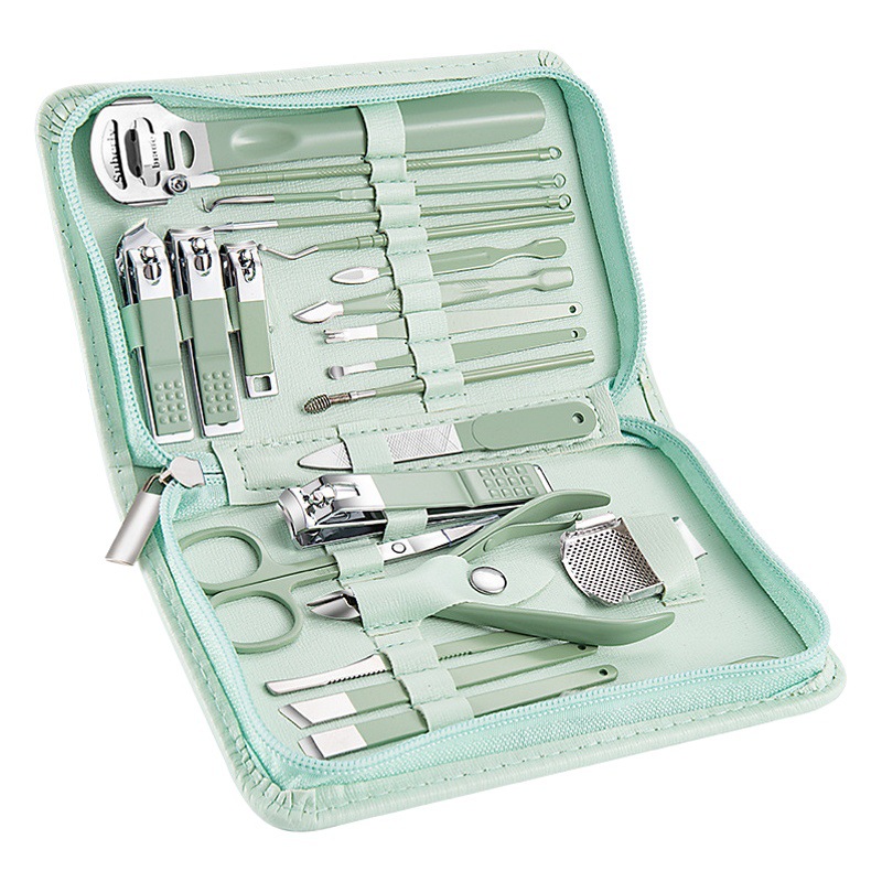 Nuevo Acero inoxidable cortaúñas traje 22 unidades manicura cremallera bolsa cortaúñas herramientas cortaúñas belleza cubierta al por mayor