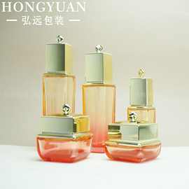 现货 四方冰希黎套装玻璃瓶 护肤品套装瓶 乳液精华液膏霜瓶 分装