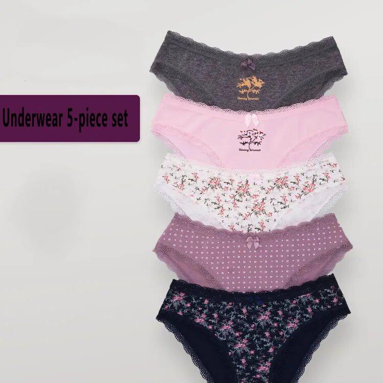 Foreign Trade Cross-border Multi-size Women's Cotton Triangle Women's Underwear Printed Naked Comfortable Quick-drying Smooth European and American Combination