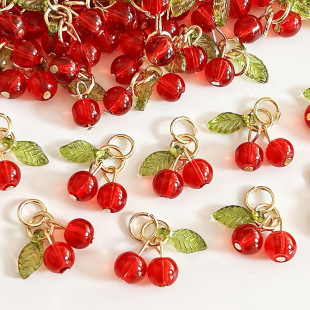 Sweet cherries red luck cherry pendant DIY bracelet fruit pendant this year jewelry accessories wholesale