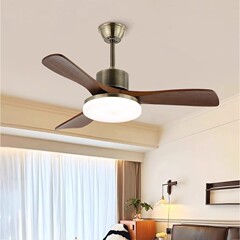 レトロ扇風機シャンデリア寝室サイレント強風無垢材シーリングファンランプ中古レストランファンランプ casagd