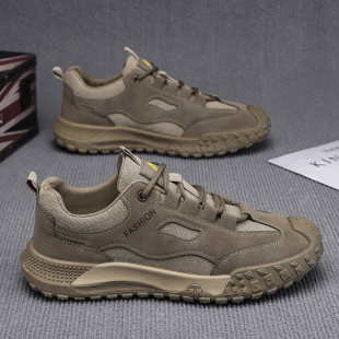 2025 Explosions Men's Shoes Construction Site Labor Protection Shoes Men's Four Seasons Non-Slip Wear-Resistant Thick Sole Fashionable Breathable Odor-Resistant Work Shoes