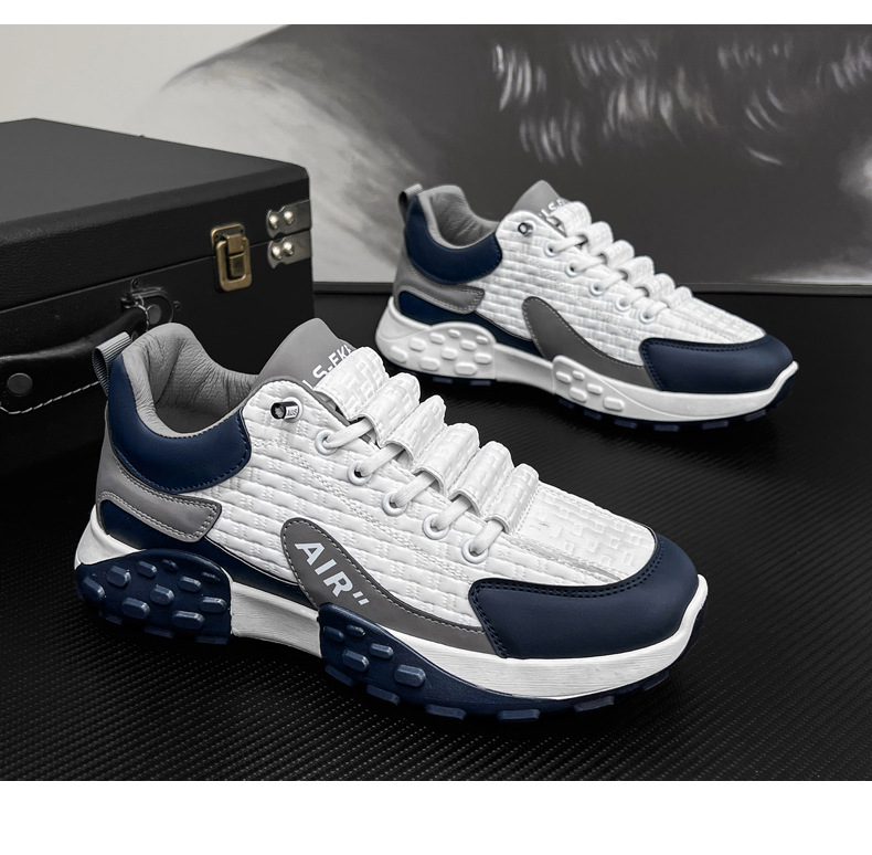 新益美 新款百搭厚底运动鞋皮面休闲运动老爹鞋