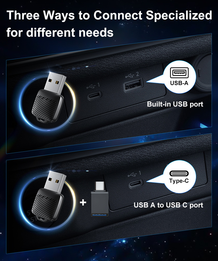 2025 Wireless Carplay Car-Mounted Intelligent Navigation Dual-Port Adapter Box for Screen Mirroring in Vehicles