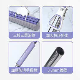 家用免手洗海绵拖把一拖净新款吸水滚轮式拖布地拖墩布挤水式拖把