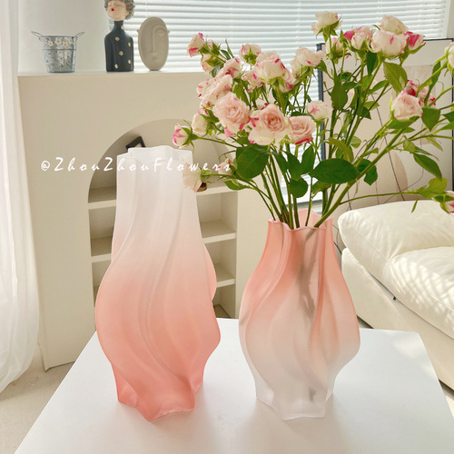 New frosted tornado light luxury vase ins wind glass flower arrangement living room table decoration ornaments wholesale