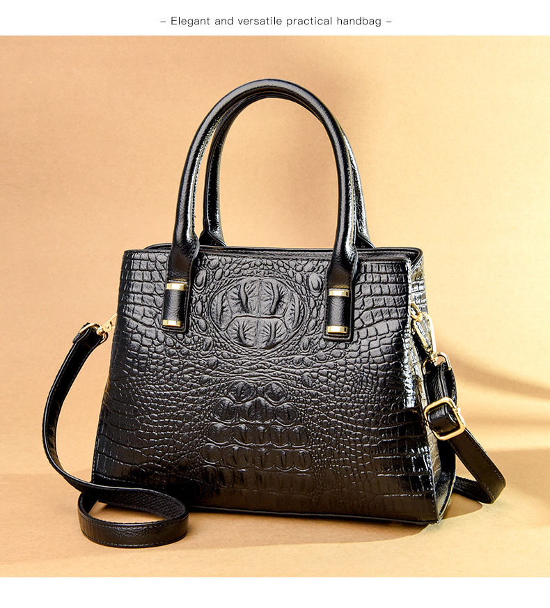 Elegant Crocodile Pattern Leather Handle Bag For Women_voghion.com