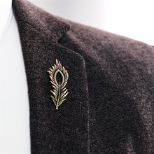 韩版男士西装领针衬衫衣领扣厂家批发金属饰品立体镂空羽毛胸针扣