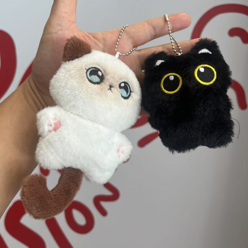 きしむ漫画猫家族ぬいぐるみキーホルダー小さな鼻猫ペンダントスクールバッグ人形ペンダントギフトトレンド|undefined