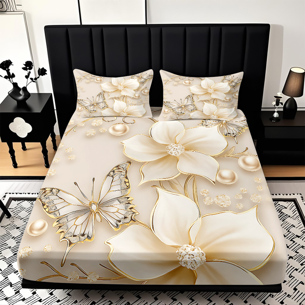 TEMU / JIT cama abrasiva Kits de almohada mariposa de color impresión digital 3D fuente de ropa de cama fabricantes