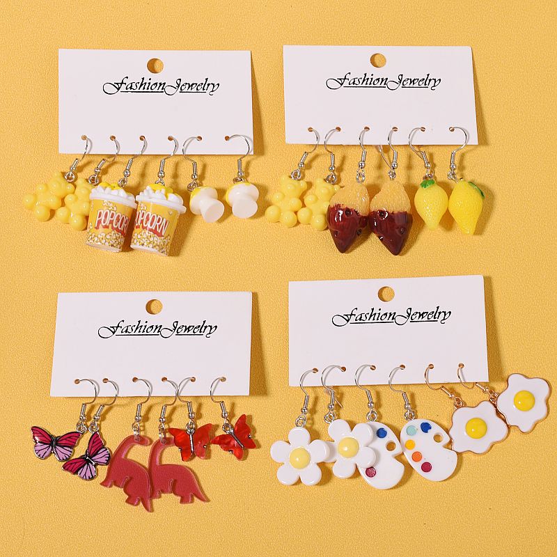 20g Weight Iron Ear Needle Material Drop Earrings Classification 1 Set Quantity Casual, Daily, Shopping Occasion Acrylic, Resin Material Cup, Heart Shape, Flower Pattern Women's Gender Cartoon Style, Cute Style 1 Set Cartoon Style Cute Cup Heart Shape Flower Arylic Resin Drop Earrings 4