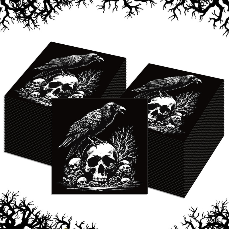 Zj033 Halloween Skull Crow Square Tissue Party Holiday Tableware Party Disposable Paper