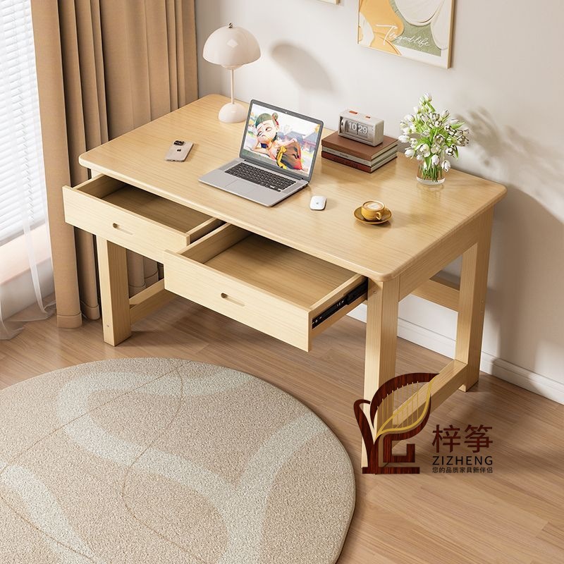 Children's Study Table, Household Solid Wood Writing Table, Small Bedroom Computer Table, Primary School Student Desk and Chair with Drawer
