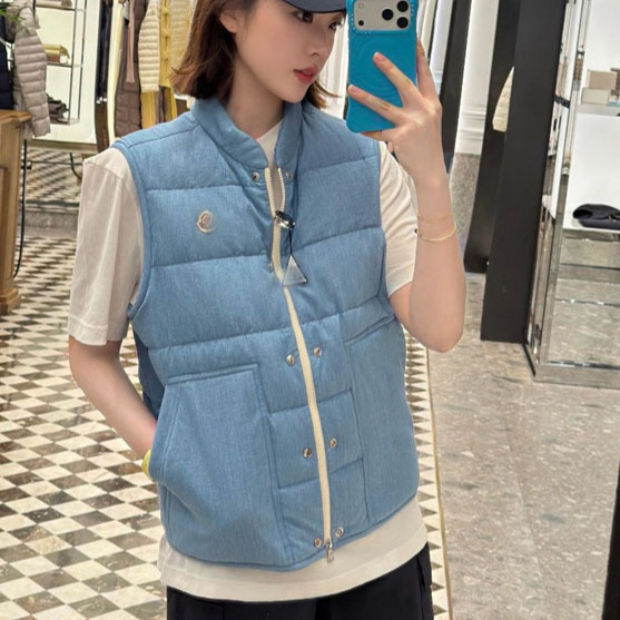 26 Early Autumn New Model Nanyou Haute Couture Mon Simple Casual Stand Collar Fresh Denim Blue Down Vest 26 Early Autumn New Model Nanyou Haute Couture Mon Simple Casual Stand Collar Fresh Denim Blue Down Vest