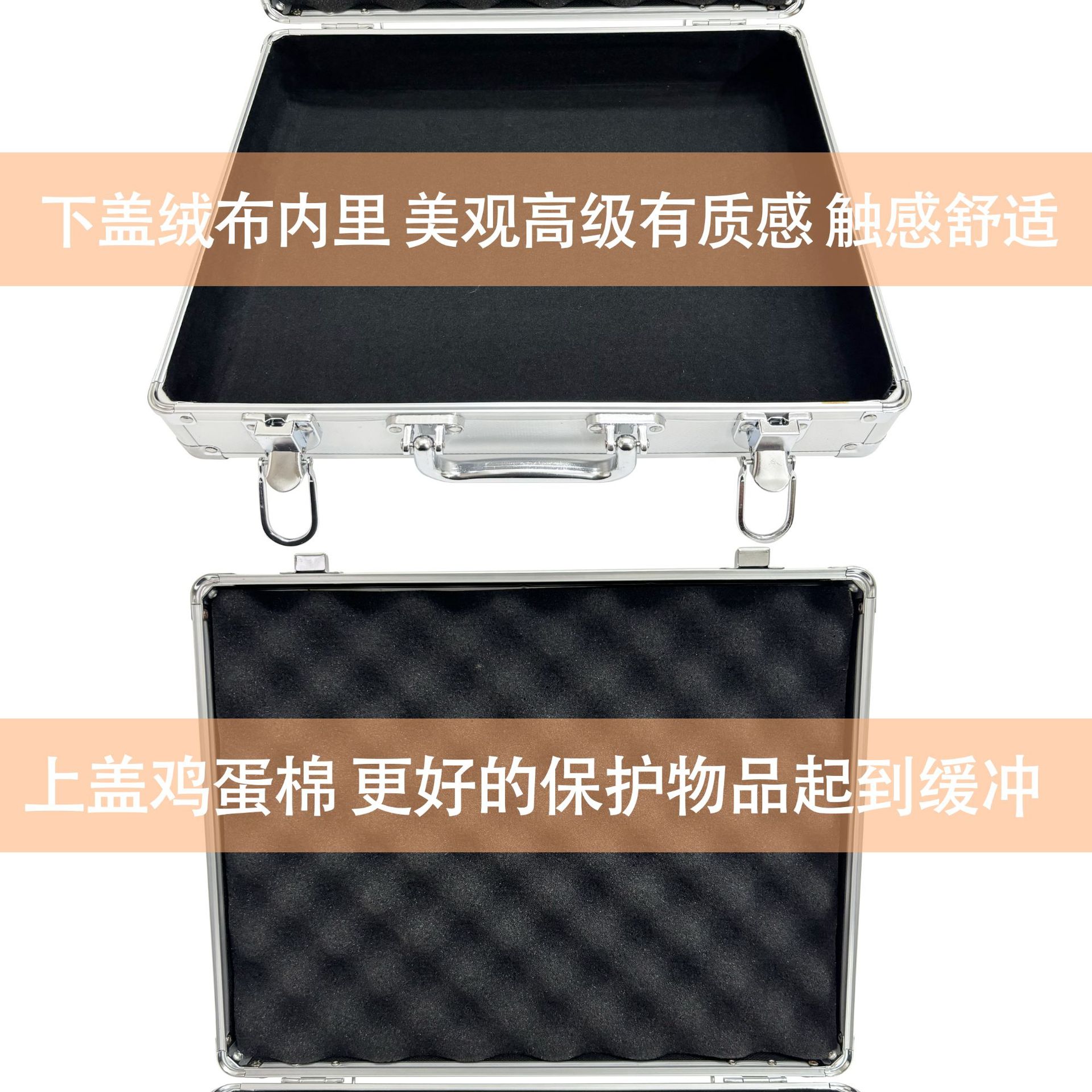 Caja de aleación de aluminio de la fábrica de origen, equipo de gran capacidad de plata portátil, caja de almacenamiento de herramientas, venta al por menor