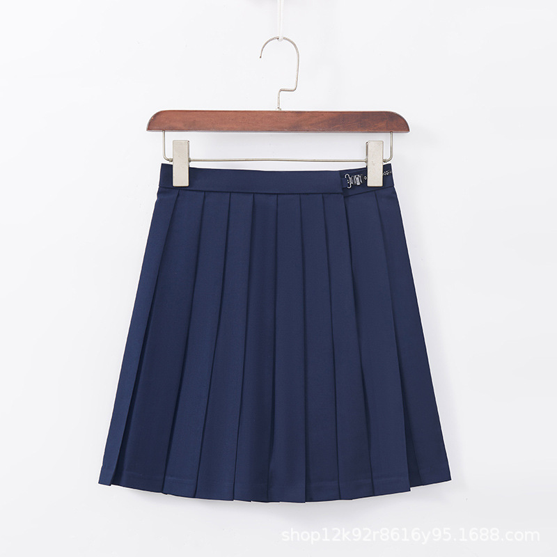 선원 세트 JK 스커트 블랙 플리츠 스커트 짧은 스커트 네이비 스커트 JK 유니폼 대학 스타일 블랙 스커트