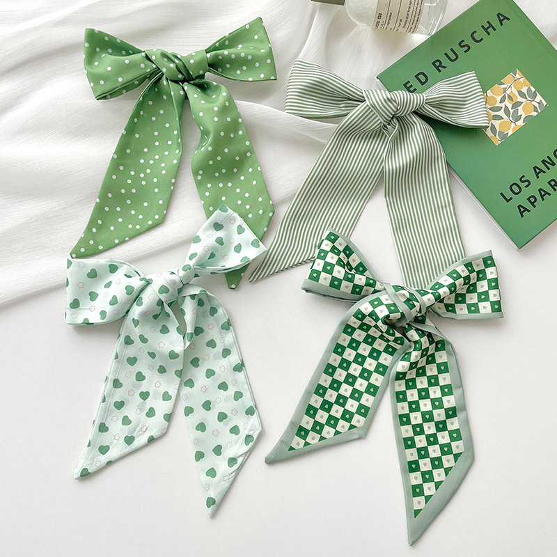 Verde larga pequeña bufanda de las mujeres del verano delgada corbata estrecha corbata de pelo bolsa decoración pequeña mano fresca cinta de regalo banda de pelo